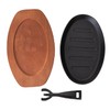 Cast Iron Steak Plate Sizzle Griddle With Wooden Base Steak