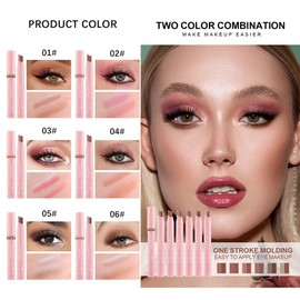 2 Color Eyeshadow Pen Set, One Touch Molding Silkworm Pen, Lazy Eyeshadow, Gradient Eye Shadow Stick, Eye Shadow Artifact, Pink Shell, 2 Color Eye Shadow Stick, A Beginner Necessary, Can Shape and