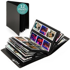 pbf Photo Booth Album | 2x6 Photo Album w/Picture Sleeves | 2x6 Strips Memory Book | Photo Strip Album | Wedding Photo Album for Photo Booth Pictures | 12 Pages, Holds 48 Photos (Black, 1-Pack)