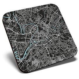 Great Single Coaster Square - Manchester Urban Street Map |Glossy Quality Coasters | Tabletop Protection for Any Table Type #3447