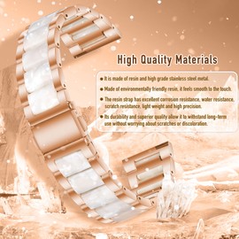 MaEiol 20 mm Bracelet for Garmin Forerunner 570 42 mm/Garmin Approach S50/Approach S44/Vivoactive 6/5/Forerunner 165/165 Music, Resin Bracelet Resin Stainless Steel Metal Bracelets Business – Rose