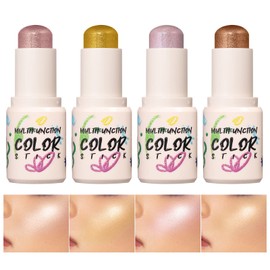 Powder Blusher Highlight Eyeshadow Stick, Monochromatic Multi Stick, Creamy, Lightweight Cream Blush Stick for Cheeks,Lips, Eye,Contour Stick & Highlighter Makeup Sticks for All Skin