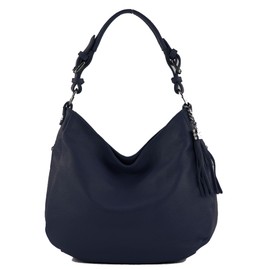 modamoda de T200 Women's Leather Shoulder Bag Handbag, Handmade in Italy, darkblue