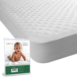 SafeRest Sleepure 100% Waterproof Crib Size Mattress Protector - Viscose Derived from Bamboo - Fitted with Stretchable Pockets - Machine Washable Cotton Mattress Cover for Bed