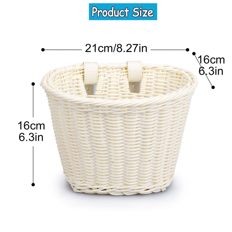 MEISO Front Bicycle Basket for Children, Woven Bicycle Basket with