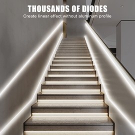 Tatazone 32.8ft 4000K White COB Led Strip Lights with Remote, Dimmable Bright Neutral White COB Light Strip, Indoor COB Led Lights for Kitchen, Room, Cabinet, 2 Rolls of 16.4ft