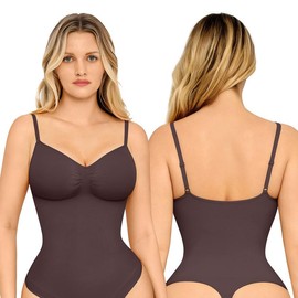 FeelinGirl Seamless Covered Bust Jumpsuit Thong Bodysuit Fit Comfort Slimming  Womenswear 1 Breathable Hip Tops Soft  Deals For You Days:_Thong-Chocolate_XL/XXL