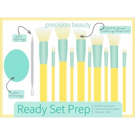 Precision Beauty Set 10 Brochas + Limpiador Facial + Extractor Puntos Negros