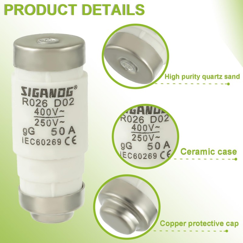 SIGANDG D02 50A Neozed Fuse Socket Set with Screw Caps