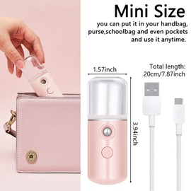 4 Pieces Nano Sprayer Nano Facial Mister Portable Mini Face Mist Handy Sprayer Atomization Eyelash Extensions Cool Facial Steamer for Skin Care USB Rechargeable (White, Light Pink, Blue, Pink)