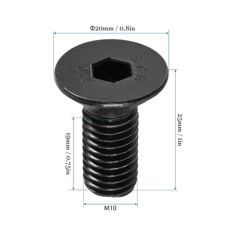 QUARKZMAN M10 x 25 mm Hex Socket Flat Head Countersunk