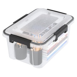 Uumitty 6-Pack 10.5 Quart Plastic Storage Bin Tote Organizing Container, Stackable Box with Seal and Secure Latching Buckles, Clear