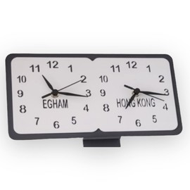 Super Cool Creations Bespoke Named Two Square Time Zone Clocks & Desk Stand (Many Matt Colour Choices) 30cm x 15.5cm (Midnight Black Matt Back/Moonlight White Matt Front)