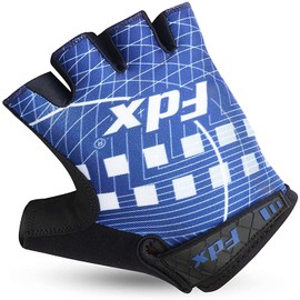 Fdx Half Finger Cycling Gloves - Gel Padded Protection, Anti-Slip, Breathable Fingerless Mitts - Shock-absorbing Gloves for MTB, Road Bicycle, Riding, Mountain Bike, Men and Women (Nblu, XXL)