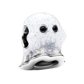 LaMenars Charm Cute Robot Fluorescent Ghost Golden Clip True Friends Hangtag for Bracelets 925 Sterling Silver Bead Women Charms Mother's Day Birthday Anniversary Jewellery for Women, Cubic Zirconia