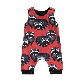 Beautooly Baby Boy Romper Funny Farm Animals Print Sleeveless Jumpsuit Newborn Summer Clothes (Raccoon, 18-24 Months)