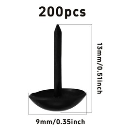 bociloy 200PCS 9×13mm Upholstery Tacks Furniture Nails Pins, Decorative Furniture Tacks, Round Head Furniture Thumb Pushpin DIY Tacks for Upholstered Furniture Cork Board, Black