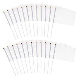 TOYANDONA Pack of 24 White Flag Mini Flags Small White Flag Small Empty Flags Hand Flags on Sticks Flag Custom Mini Flags White Flags Party Decorations