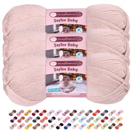 3 Skeins of Makromecity Softee Baby Yarn,%100 Premium Anti-Pilling Acrylic, 3.5 Oz, 273 yd (100gr/250 mt) Each, Soft Yarn for Crocheting and Knitting (Tan, 3 Skeins)