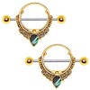 Cocobul Body Jewelry Pair of Gold Plated Ornate Nipple Shield