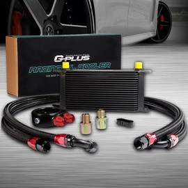 G-PLUS Universal 19 Row AN10-10AN Aluminum Black Engine Transmisson Oil Cooler Kit & Oil Cooler Kit English-style C