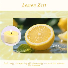 Scented Tea Lights Candles, Lemon Zest, 8 Pack – Soft Yellow Scented Tealight Candles – 100% Palm Wax, 6 Hour Burn Aromatherapy Tea Light Votive Candle for Holiday Brunch, Kitchen Decor, Summer Fresh