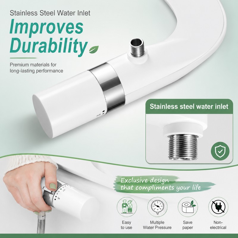 Ultra Slim Bidet Attachment for Toilet – Dual Nozzle Adjustable