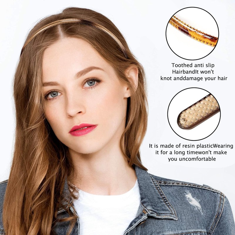 Pack of 4 Thin Plastic Headbands, Simple Plastic Headbands, Thin