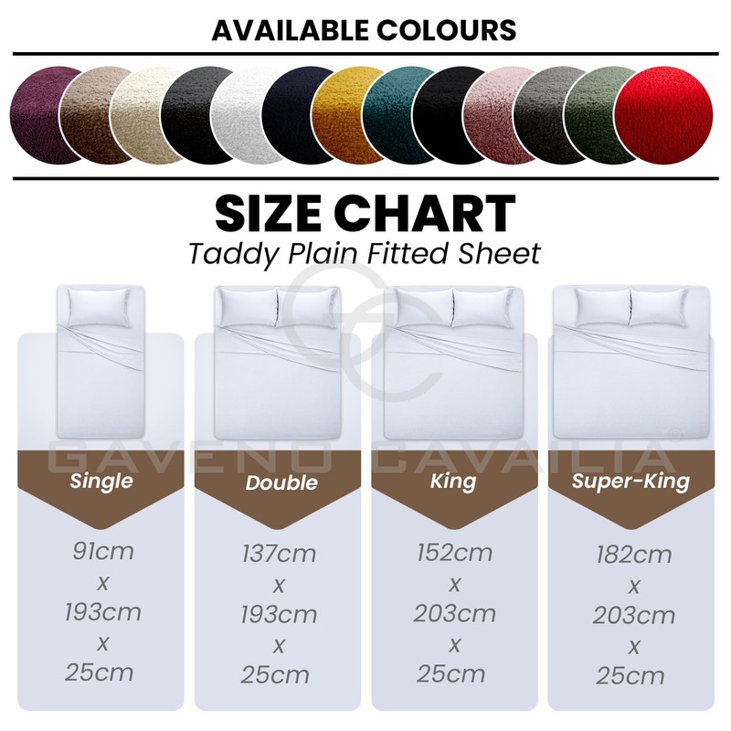 GC GAVENO CAVAILIA Teddy Fleece Plain King Size Fitted Sheets,