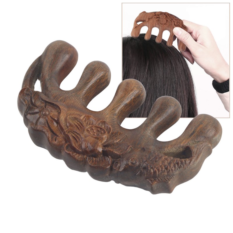 Meridian Wide Tooth Massage Comb Green Sandalwood Head Scalp Massage