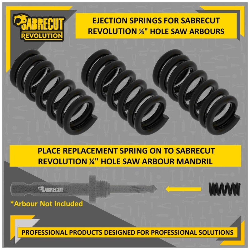 3 x SabreCut HSSPR01_3 Hole Saw Arbour Replacement Springs Compatible