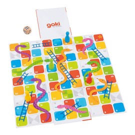 Goki 56636 XXL Snakes and Stairs in a Pop Up Bucket Traditional Games, Colourful