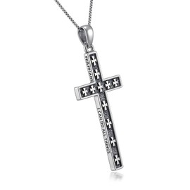 YYmqmq Cross Necklace for Women 925 Sterling Silver I Can Do All The Things Cross Pendant Inspirational Necklace Christian Jewelry Catholic Gifts for Women Men Girlfriend