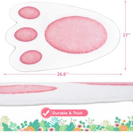 Easter Bathroom Rug Cute Bunny Paw Bath Mat Non Slip Washable Rug for Bathroom Bedroom Living Room, Easter Decorations Spring Bathroom Rabbit Decor Absorbent Soft Bathroom Mat 26.8"*17"