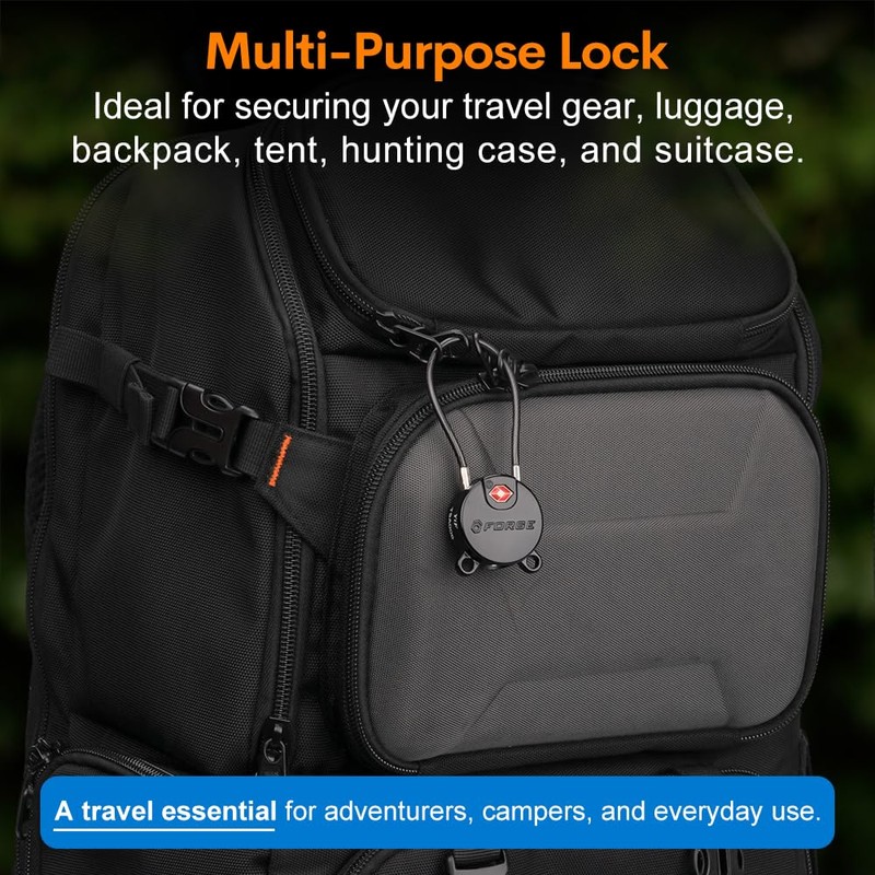 Forge TSA Approved Luggage Locks Ultra-Secure Dimple Key Cable Locks