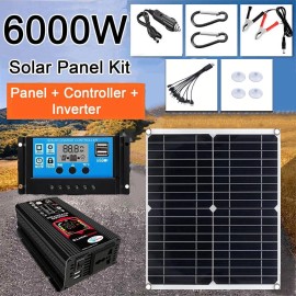 Unbranded 1000W Solar Panel Kit  100A 12V Battery Charger with Controller Caravan Boat - 6000W Inverter+200W Solar Panel Kit