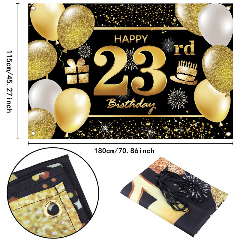 23rd Happy Birthday Banner IMISI Birthday Decorations Birthday Backdrop Decorations