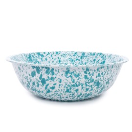 Enamelware Medium Basin, 8 quart, Turquoise/White Splatter (Single)