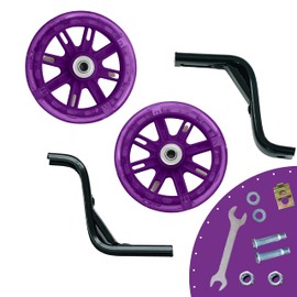 Bicycle Training Wheels - Metal, PVP, PP Training Wheels - Light Up Training Wheels for Kids Bike 14”-16” Wheel Size - Kids Bike Accessories w Extra Support Bracket (Purple, 16 in)