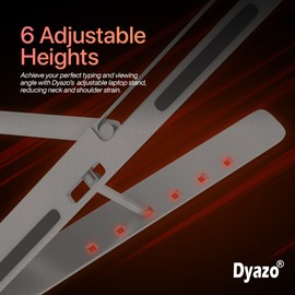 Dyazo Laptop Stand for Desk, 6 Level Height Adjustable Laptop Riser Aluminum Ergonomic Foldable Portable Tablet Holder, Notebook Stand for MacBook, Lenovo, Dell, HP, More 10-15.6” Laptops - Grey