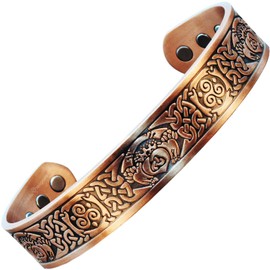 Pure Copper Magnetic Bracelet Men Women Copper Bangle 6 Magnets Unisex Adjustable - Celtic Irish Claddagh Heart-CDH (L: Wrist 19.5-22.5cm/7.6-8.75")