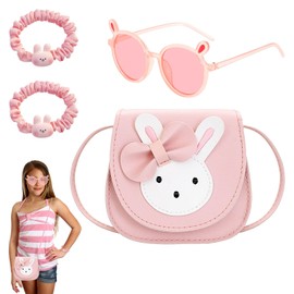 Little Girls Handbags Age 2 Years,4 PCS Girls Handbag Age 3,Kids Handbag with Cartoon Bunny Children's Hair Rope and Kids Sunglasses,Girls'Handbags & Shoulder Bags,Toddler Handbag, Girls Handbag Set