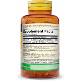 MASON NATURAL Vitamin A 10,000 IU (3,000 mcg) from Fish Liver Oil – Supports Vision, Immune Health & Overall Wellness – 100 Softgels, Pack of 3