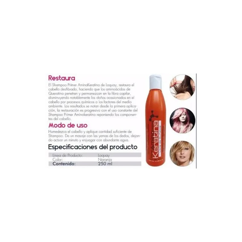 Loquay Primer Amino Keratina Shampoo 250ml Libre De Sulfatos