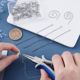 UNICRAFTALE About 40 Pieces 20 Pairs 90-94mm Long Dangle Drop Earrings Chain Earrings 304 Stainless Steel Thread Earrings Threader Bar with Marcan Stainless Steel Color Wire Thread Pear Minimalist