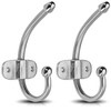com-four® 2 x Wall Coat Hooks, Double Metal Wall Hooks