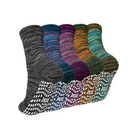 Artfasion No Slip Grip Socks: Grippy Non Skid Anti Slip Socks with Grippers for Men Women Seniors Hospital Yoga 5 Pairs Size 13-15