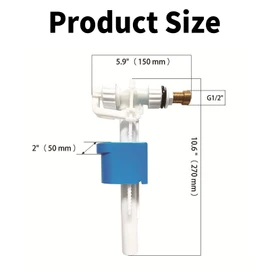 Universal Cistern Filling Valve G3/8 Inch and G1/2 Inch Brass Connection Cistern Replacement Parts for Toilet Box Float Valve Flush-Mounted Cistern Filling Valve Replacement Parts Inlet Valve