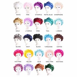 SHTGOI Seiden Schlafhaube Satin Haarhaube mit Breitem Gummiband Seidenhaube zum Schlafen Verstellbare Elastisch Bonnet Weiche Atmungsaktive Nacht Haar Haube für Damen Mädchen Haarschutz Weiß