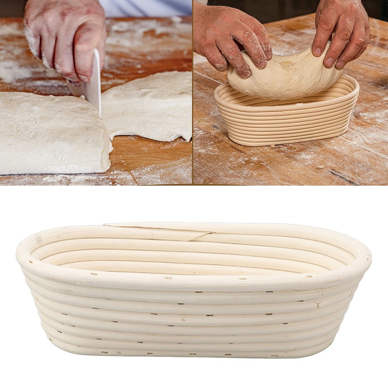 25cm Bread Proofing Basket Set Oval Natural Rattan Sourdough Proofing